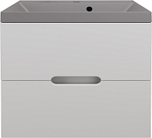 Style Line Тумба с кварцевой раковиной серый шелк Матис 60 подвесная белая матовая